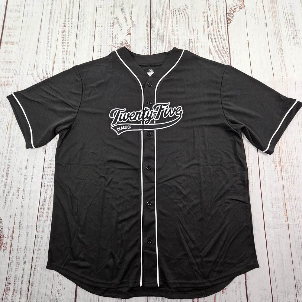 Seniors 2025 Black Short Sleeve Polyester Baseball Jersey Adult 2XL